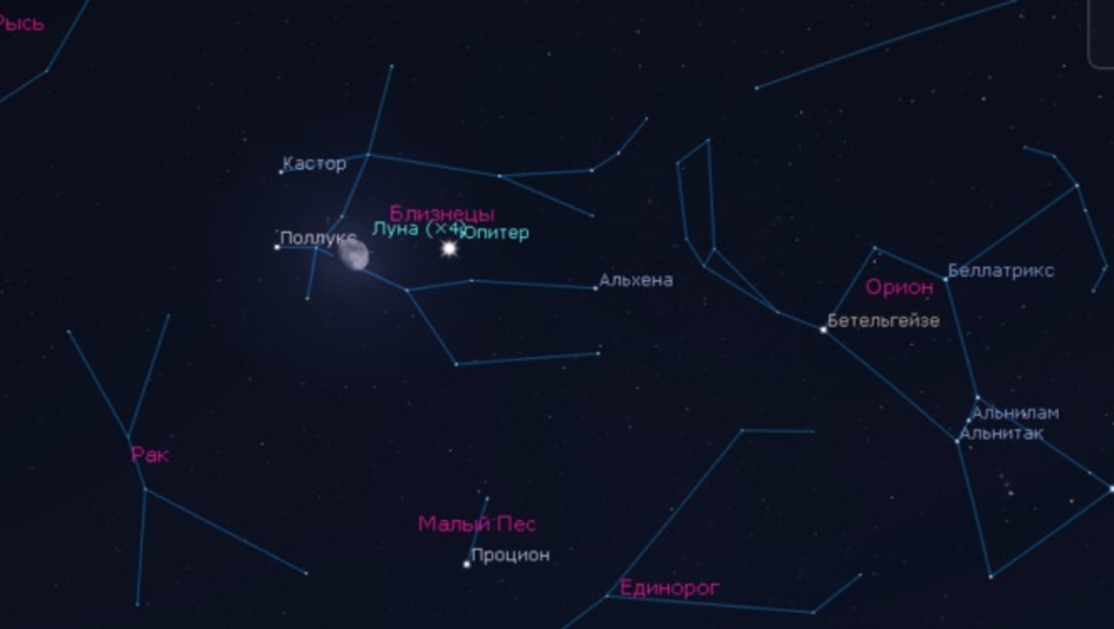 Жители Башкирии смогут увидеть, как Луна пройдет рядом с Юпитером